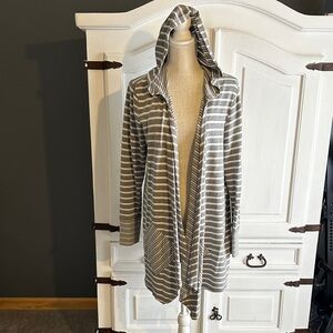 Sunday Gray Striped Hooded Cardigan